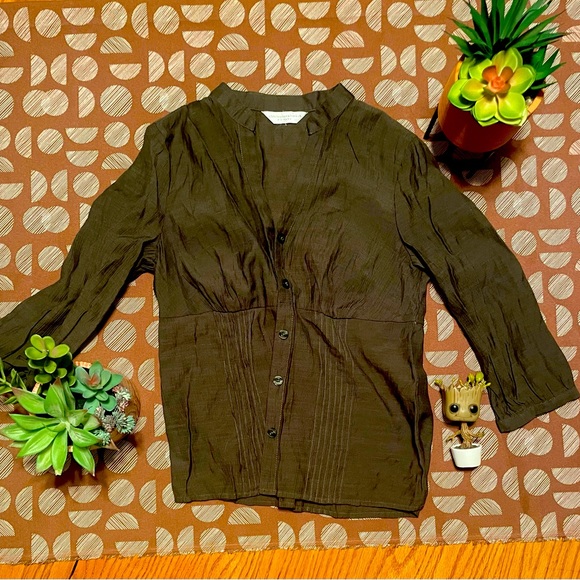 Christopher & Banks Tops - CHRISTOPHER & BANKS Olive Pleated Blouse